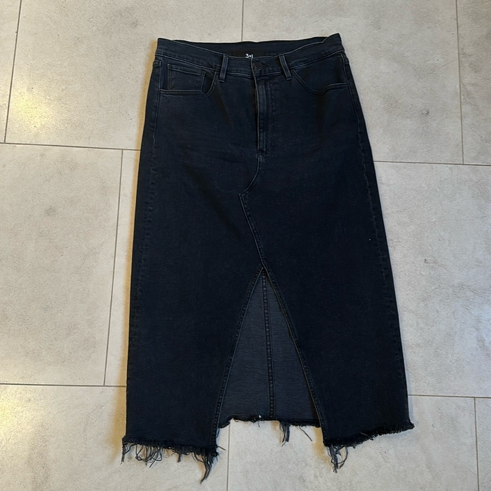 3x1 Black Midi Denim Skirt
